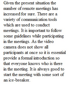 Module 9 - Remote meetings Discussion Post